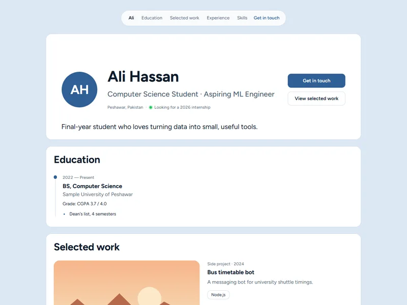 Campus template preview