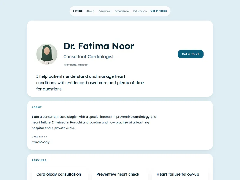 Care Team template preview