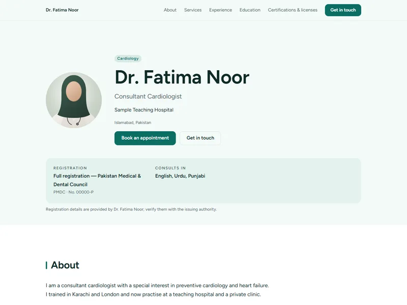 Clinic template preview