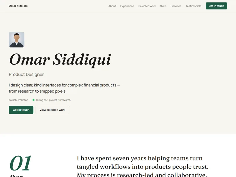 Folio template preview
