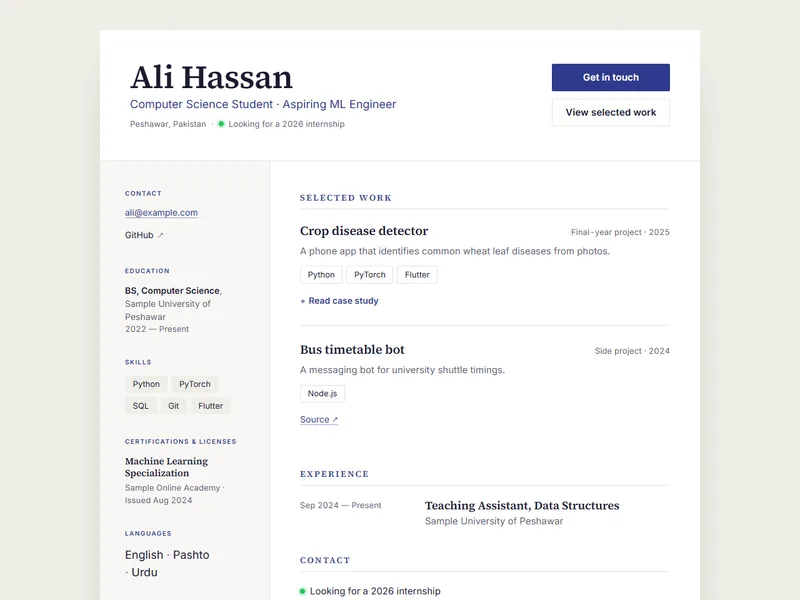 Graduate template preview