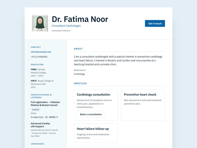 Residency template preview