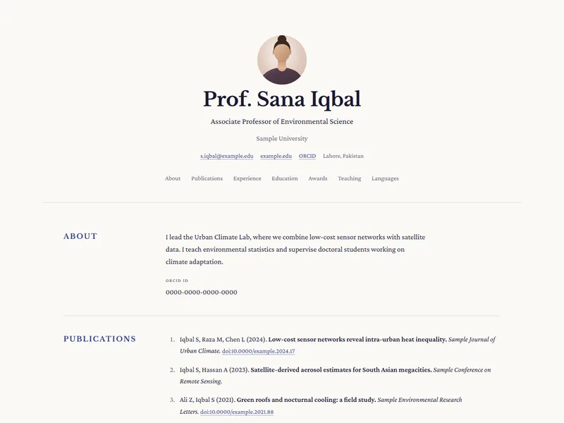 Scholar template preview