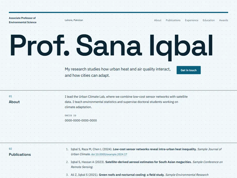 Specimen template preview