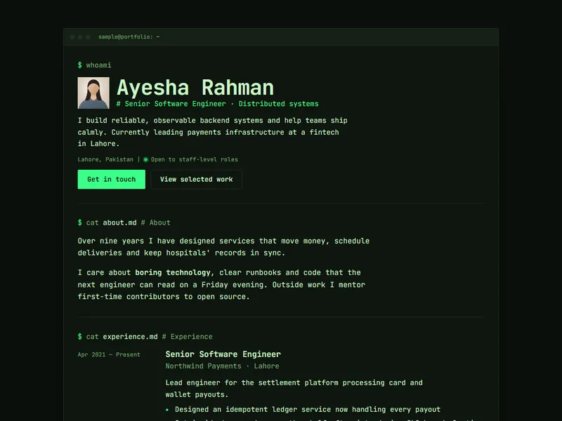 Terminal template preview